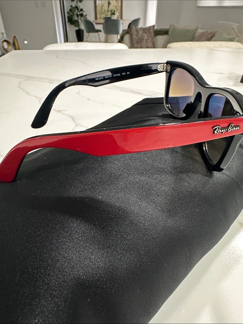 Ray-Ban Two-Tone Red and Black Wayfarer Sunglasses with Gradient Lenses - Picture 5 of 7